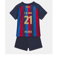 Barcelona Frenkie de Jong #21 Fußballbekleidung Heimtrikot Kinder 2022-23 Kurzarm (+ kurze hosen)